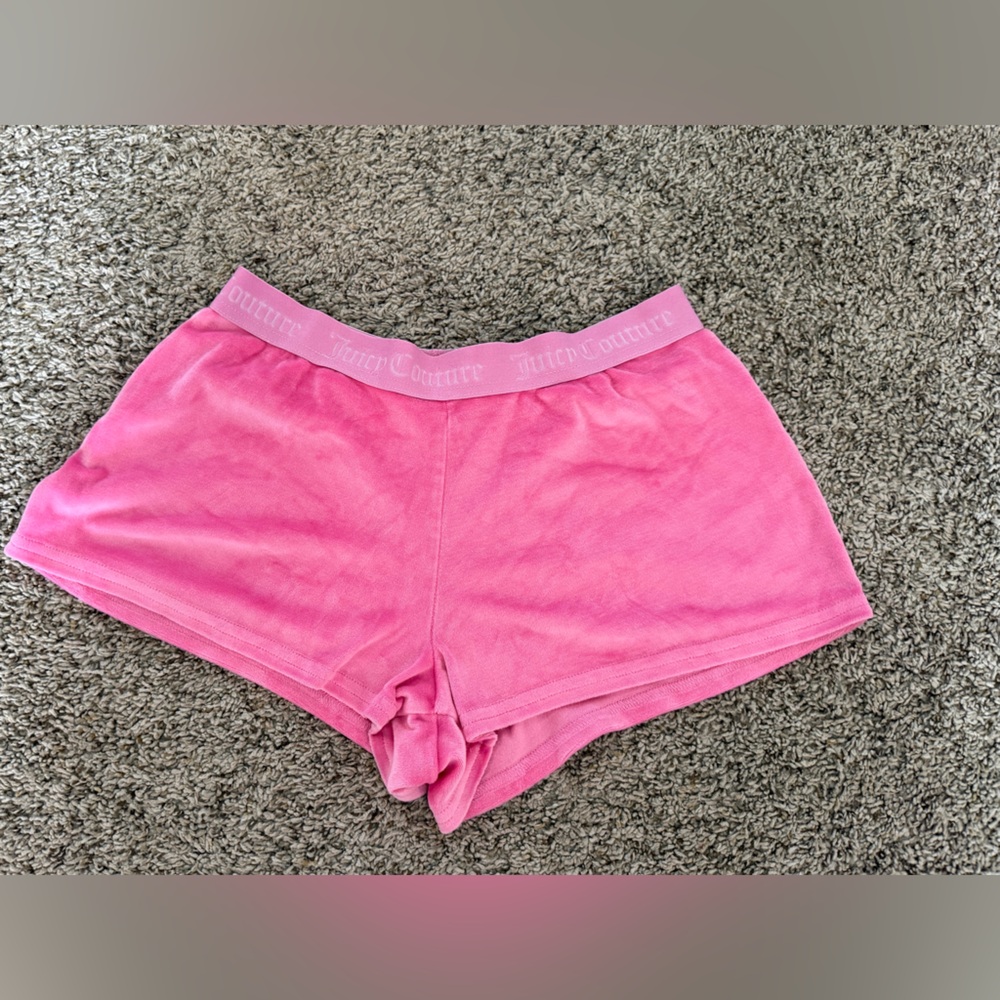 Juicy Couture Pink Velour Shorts Rhinestone “Juicy”